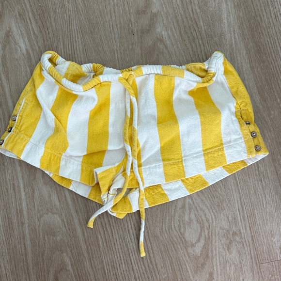 Free People Pants - FREE PEOPLE Striped Yellow and White Women's Mini Shorts size Medium
